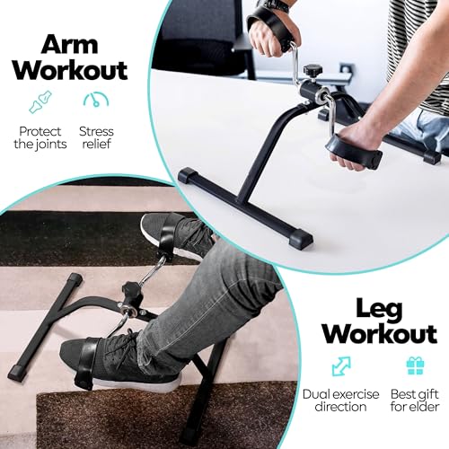 TechFit PED1 Trainer Pedaal, mini-hometrainer voor thuis en kantoor, lichte trainingsmachine voor armen en benen, geschikt voor herstel, zwart - Afbeelding 6