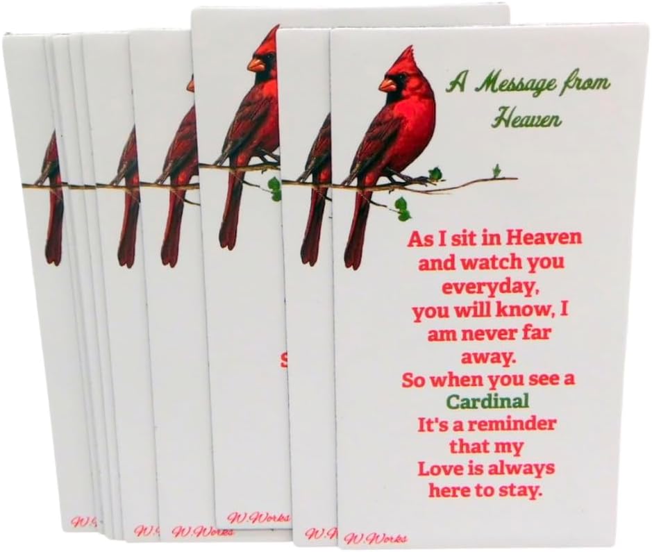 Miniatura 2 de Cardinal Memorial Card - Imán para nevera, poema a granel, mensaje del cielo, juego de 10