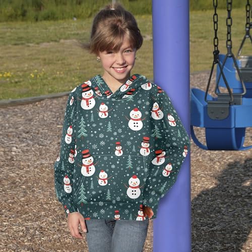 Kids Hoodies Sweaters Christmas Xmas Snowman Hooded Sweatshirts with Big Pockets for Boys Girls B04003364