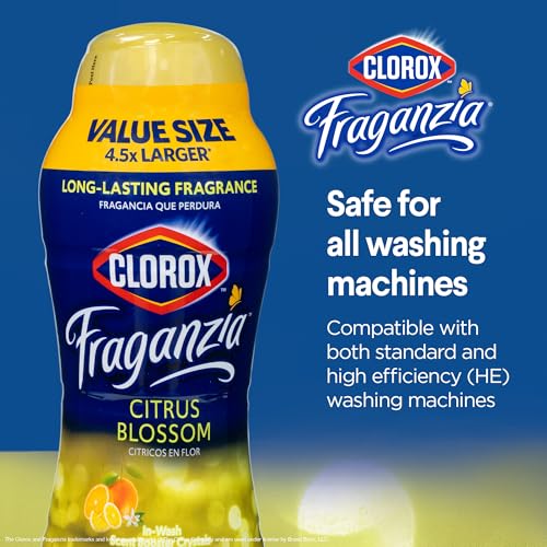 Image of Clorox Fraganzia Laundry Scent Booster Crystals, In-Wash Fragrance Beads for Fresh-Smelling Clothes & Linens, Safe for All Fabrics & Colors, Easy-Pour Bottle, Citrus Blossom Scent, 70 Oz