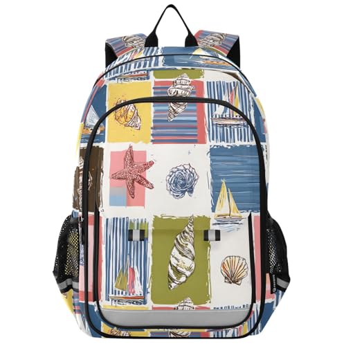 Sac à dos informatique lycée à motif marin pour voyage quotidien