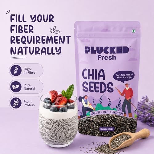 Image of Plucked Fresh Chia Seeds 250g X 4 | Raw Seeds for Eating | High Fiber, Protein & Omega-3 Rich Superfood | Healthy Vegan Seeds for Weight Management, Heart Health & Daily Nutrition (1000g)