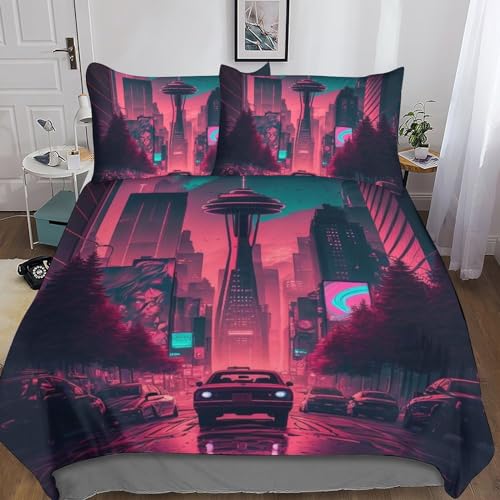 Housse de couette double 200x200cm Downtown Seattle en microfibre douce - 5