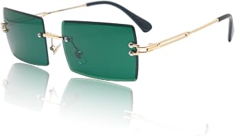 Rectangle Sunglasses for Women Men Fashion Retro Rimless Frameless Tinted Lens Sun Glasses Shades 2026 Stylish