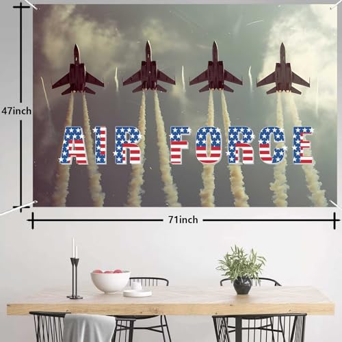 Image of B-Bn-059 US Air Force Banner Fighter Aircraft Armed Vintage Backdrop Decorations for Veterans Day American Military Veteran Retire Banner Photography Background Booth Props Decorations Supplies