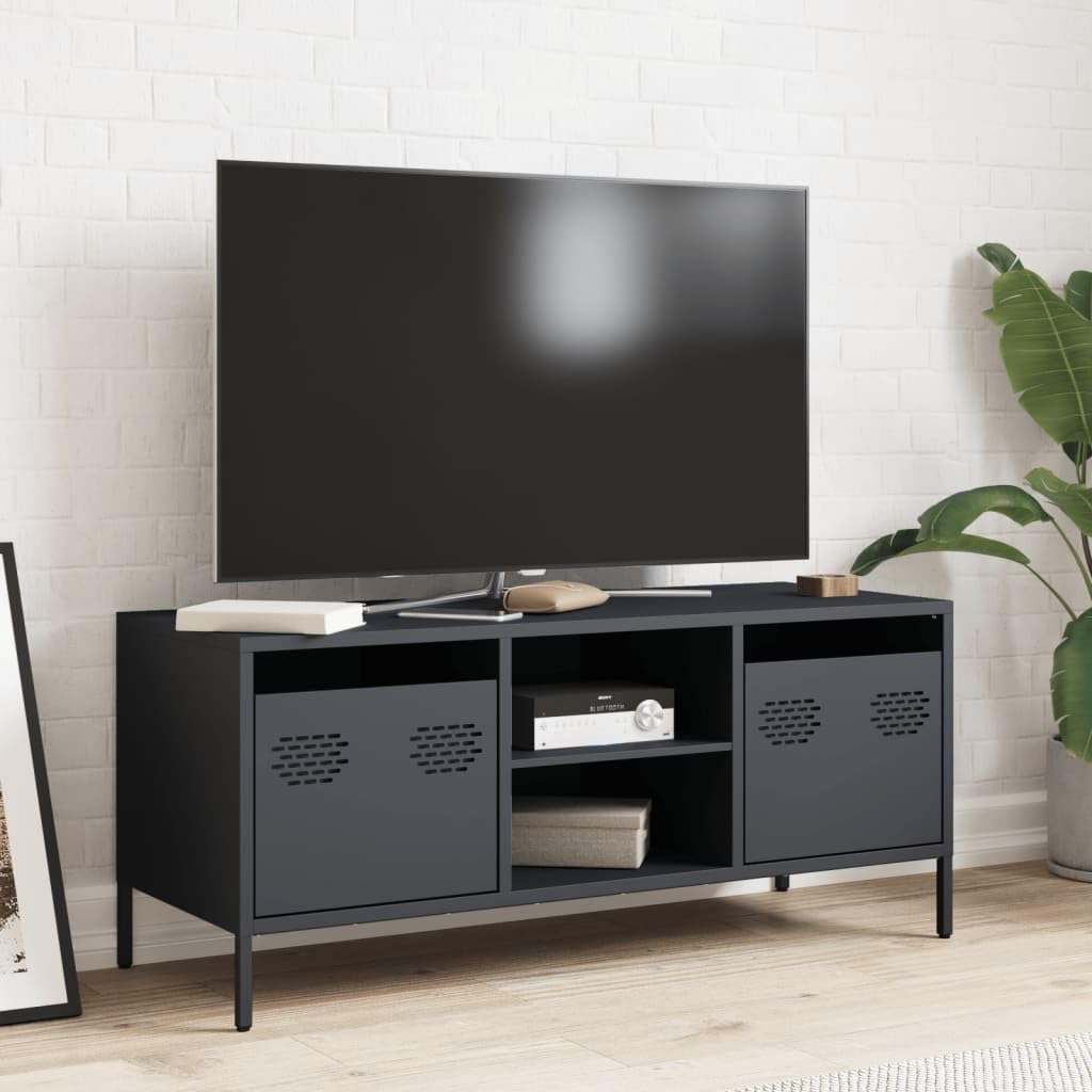 Mobile TV antracite 101,5 x 39 x 43,5 cm in acciaio laminato a