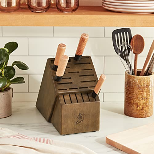Shun Cutlery 22-Slot Knife Block (Dark), Made From Beautiful Dark-Stained Wood, Authentic, Japanese Universal Knife Block, Knife Holder For Kitchen Counter #TOP6