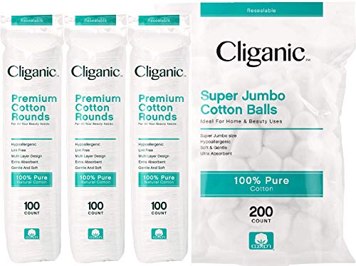 Cliganic Premium Cotton Set - 300 Rounds & 200 Jumbo Balls