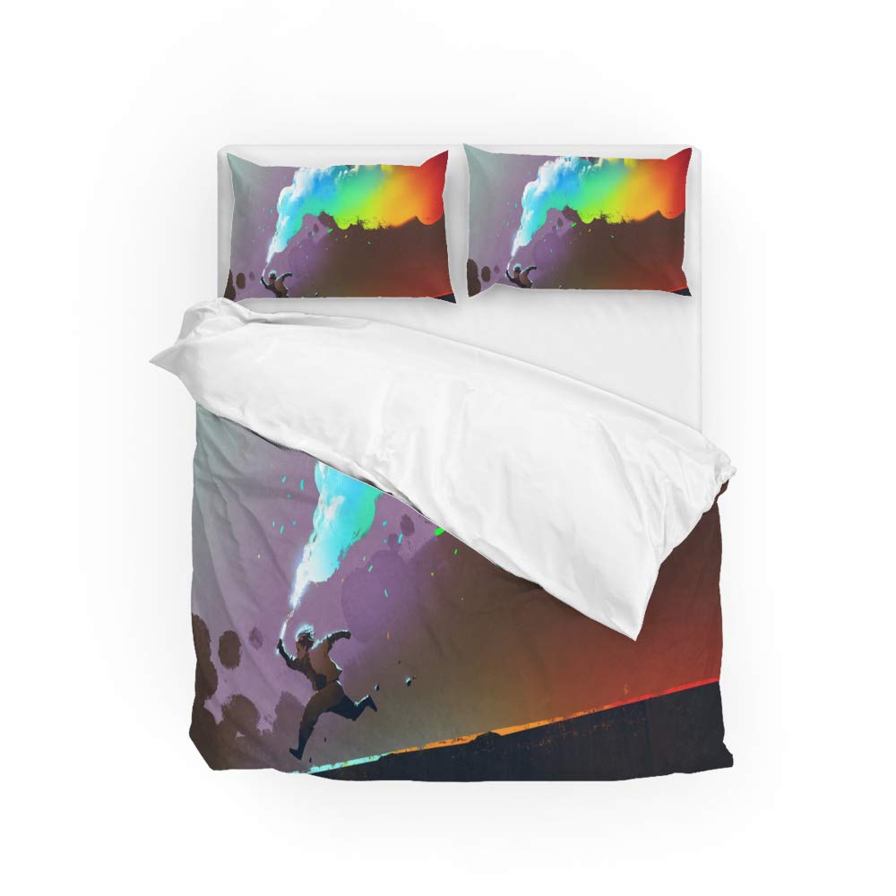 Housse de couette fleurie noire et dorée avec ses 2 taies d'oreiller ultra douces