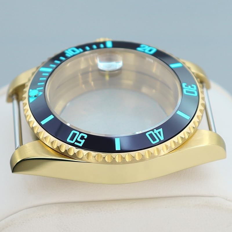Luxury Gold SUB 30ATM Steel Watch Case C3 Luminescence Ceramic Bezel for NH35 NH36 Miyota8215 ETA2824 Movement Repair Parts
