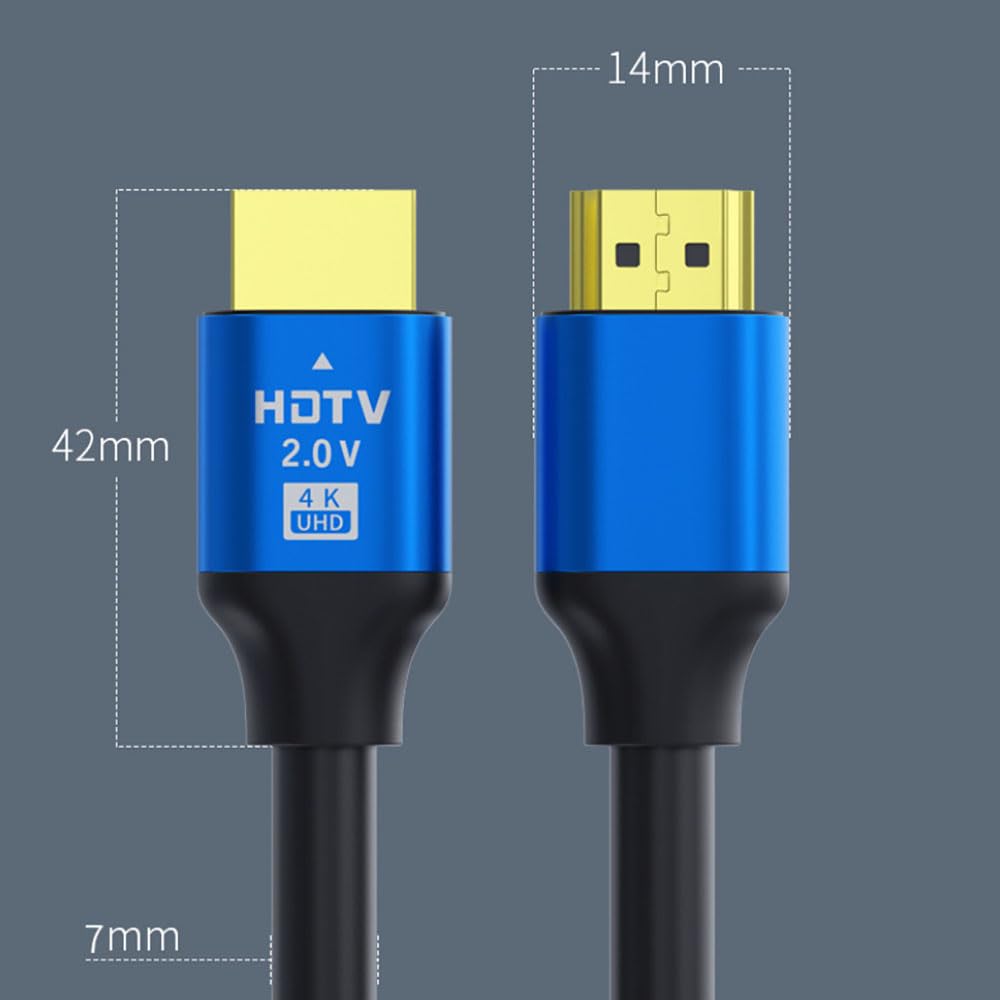 1 x kabel HDMI o wysokiej prędkości 2.0, kabel do telewizora, monitora, 4K / 60 Hz, HDMI 2.0, aluminiowa obudowa (20 m)