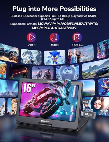 Lecteur DVD portable 18" GOnavidio écran 16" HDMI USB - 4