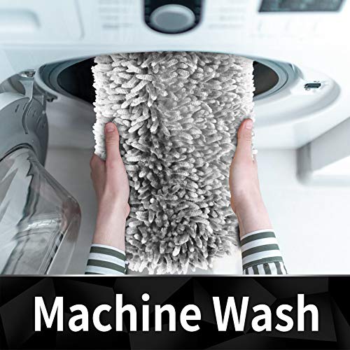 Yimobra Premium Bathroom Rug Non Slip Fluffy Bath Mat, Incredibly Soft Comfortable, Extra Thick, Water Absorbent, Shaggy Floor Mats, 31.5 X 19.8 Inches, Light Gray #TOP5