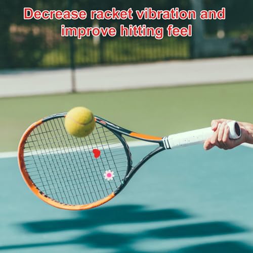 lasuroa 8pcs Tennis Racket Dampeners, Cute Flower & Heart Shape Tennis Racket Vibration Dampener Silicone Racquet Shock Absorber Practical Accessories and Gifts - Thumbnail 7