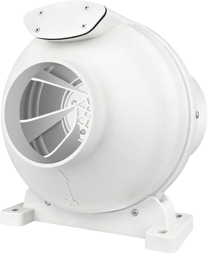 Ventilador de extracción para radón de 4 pulgadas, silencioso, de 2 velocidades (260/188 CFM), sistema de mitigación de radón con carcasa impermeable IP67, ventilador de alto caudal para ventilación interior y exterior miniatura 9