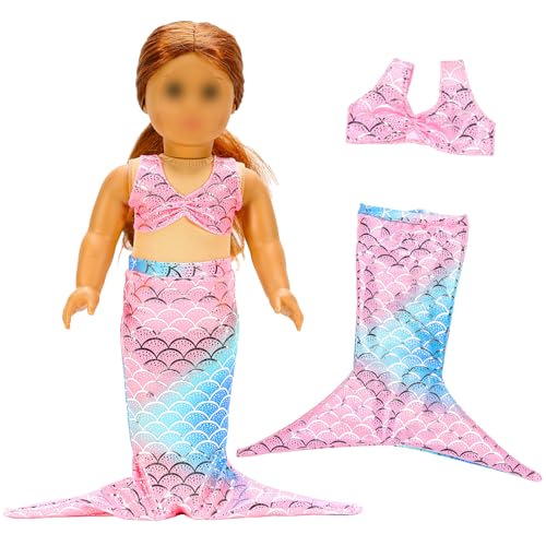 image for Barwa 18 Inch Doll Clothes Accessories 3 Sets Princess Mermaid Tail Ou