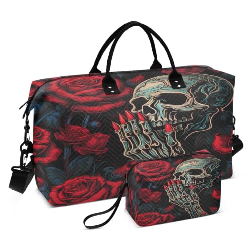 Sac de natation crâne de ruban rose avec rangement maquillage
