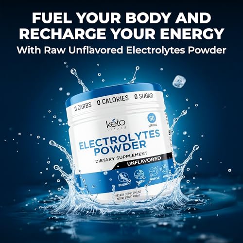 Image of Keto Vitals RAW Unflavored Electrolyte Powder - Sugar Free Electrolytes for Fasting, Keto & Hydration - No Sugar, No Flavor - Flavorless Electrolytes Powder Tub - 60 Servings