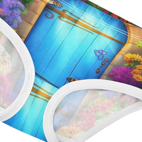 Cotton Toddler Underwear Floral Vibrant Blue Door Colorful Flowers Cute Panties Girl Durable Underpants Briefs 2t4