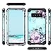 Casetego Compatible with Galaxy S10 Case,Floral Three Layer Heavy Duty Hybrid Sturdy Shockproof Full Body Protective Cover Case for Samsung Galaxy S10,Blue Flower