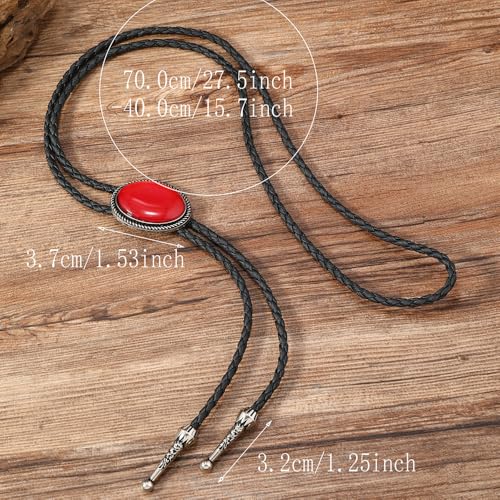 Image of Joxevyia Bolo Tie for Men Vintage Cow Skull Leather Rope Western Cowboy Necktie Vintage Bola Tie Gift for Him
