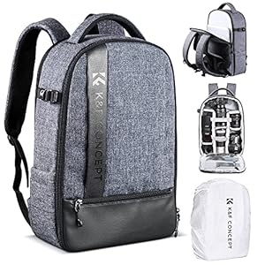 K&F Concept Camera Backpack Professional DSLR Camera Bag Waterproof Photography Bag for DSLR Cameras 15 inch with Laptop/Tripod/Lenses Large Capacity Bag
