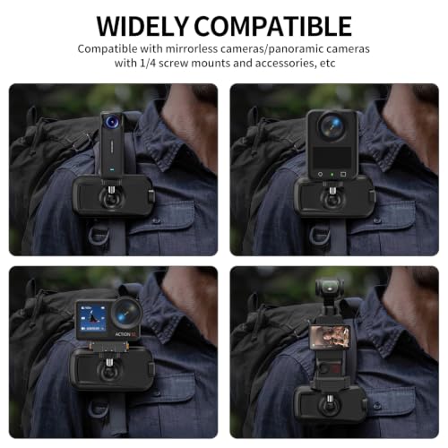 Image of MOBILIFE Magnetic Backpack Camera Clamp for Insta360 X5 /X4 /X3 | 360 Ball Head, 1 /4 inch Screw Mount, Secure Buckle & Deep Serrated Teeth, POV View for Hiking Riding
