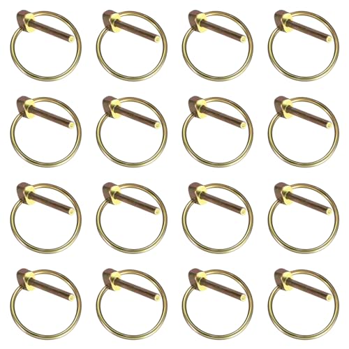 16 Pcs M4.5 Heavy Duty Lynch Pins, Linch Pins, Fastener Safety Pins with Ring Lock Pins Assortment Kit, Carbon Steel Trailer Lock Pin Lynch Pin Set for Farm Tractors Trailers Trucks Mowers Trolley