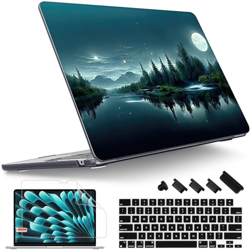 Image of Tuiklol for MacBook Air 13 inch Case M5 2026 M4 2025 M3 2024 M2 2022 Release Model A3449 A3240 A3113 A2681,Plastic Hard Shell Cover for MacBook Air 13.6 with Touch ID, Night Dark Forest