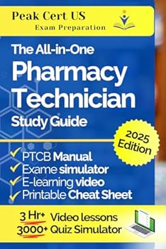Paperback Pharmacy Technician Study Guide.: Complete Exam Prep with PTCB Manual, Realistic Exam simulator with 3000+ Q&A, Step-byStep Video Lessons and Printable Cheat Sheet Book