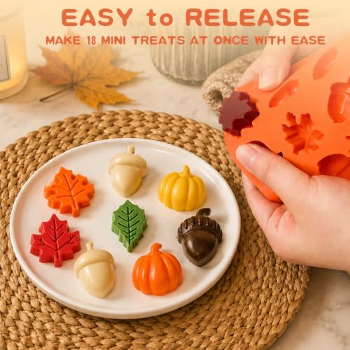 Image of HKNMTT 2Pcs Mini Pumpkin Silicone Molds 36-Cavity 9 Shapes Fall Candy Molds