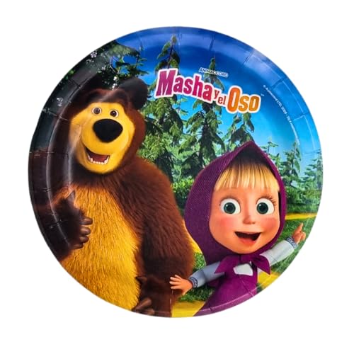 BeenSmile, Masha e o Urso Aniversário, Decoração de aniversário, Desde Guirlanda de Aniversário, Pirulitos de Aniversário, Até Guardanapos para a Sua Festa Temática de Masha e o Urso (Pratos 18 Cm)
