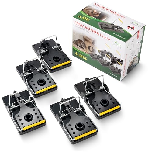 Preisvergleich Produktbild GARDIGO® Rattenfallen Schlagfallen im 5er Pack / Rattenbekämpfung mit professioneller Schlagfalle aus Kunststoff / Einfach in der Handhabung und hygienisch / Ratten bekämpfen drinnen und draußen