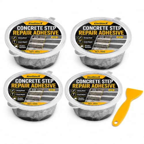 2027 Upgrade Concrete Step Repair Adhesive, 3-Pack Outdoor Concrete Crack and Chip Repair Compound, Strong Bond, Easy Application for Stairs, Patios and Walkways (4)