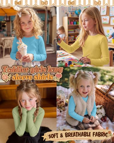 Image of 3 Pack Toddler Girls Cute Long Sleeve Cotton Shirts
