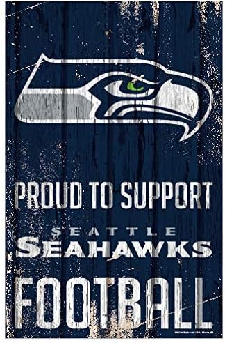 Wincraft NFL Seattle Seahawks SignWood Proud to Support Design, Team Color, 11x17