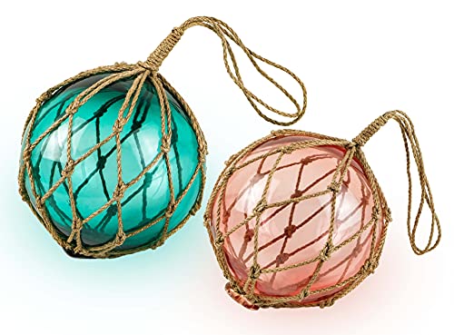 SAILINGSTORY Angelschwimmer aus Glas, 17,8 cm, Strandküste, dekorativer Ball für Tafelaufsatz, Schüssel, Glas, Angelboje, nautische Dekoration, Ozeandekoration, 2er-Set Cover