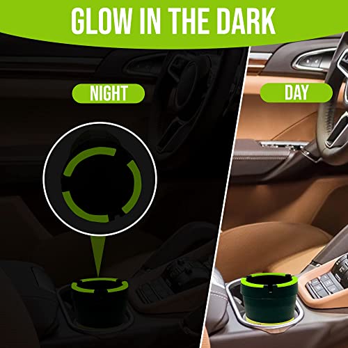 Outdoor Smokers Cigarette Car Ashtray - Cup Holder With Lid Portable Smoking Butt Bucket Glow In The Dark Self-Extinguishing Light Up Smokeless Receptacle Smoke Free Ash Truck Home Travel Office Outside Table Auto Best Amazon 5 Pack Large Black Lamiya #TOP1