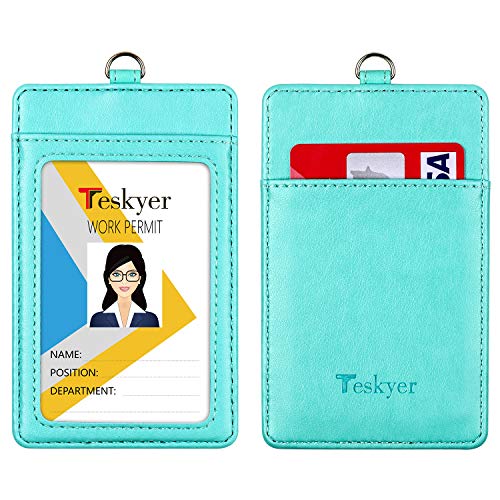Teskyer Id Badge Holder With Retractable Lanyard, Easy Swipe Premium Pu Leather Id Card Holder With 2 Card Slots For Work Id, School Id, Metro Card And Access Card #TOP7