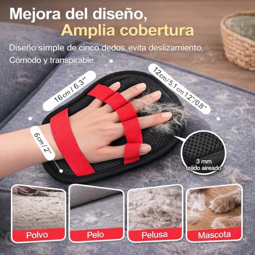 MAGLEM Guante QUITAPELOS Mascotas, Guantes estaticos Pelo Mascota, Rodillo quitapelusas, Pet Hair Remover Glove, Rodillo quitapelos Mascotas, Cepillo Gatos, manopla Quita pelos Mascota (1 Unidad) - imagen 2