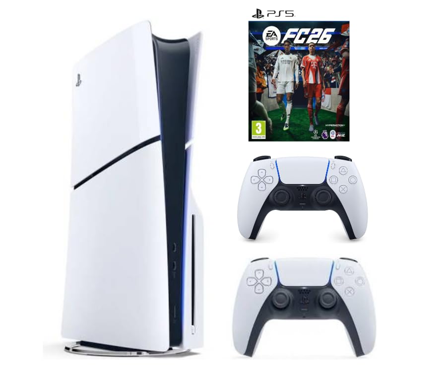 Sony PlayStation 5 Slim Disc with Extra Dualsense White Controller and FC26 - International Version