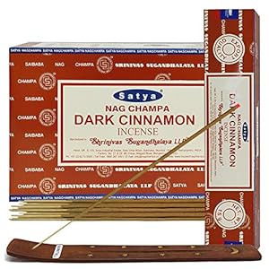 Dark Cinnamon Incense Sticks and Incense Stick Holder Bundle Insence Insense Satya Incense