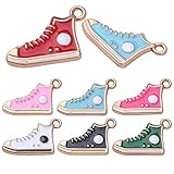 Jdesun 21pcs 7 Colors Alloy Shoes Charms Enamel Cute High-Top Sneaker Shoes Pendants Charms for DIY Earrings Bracelet Necklace Jewelry Making Accessories