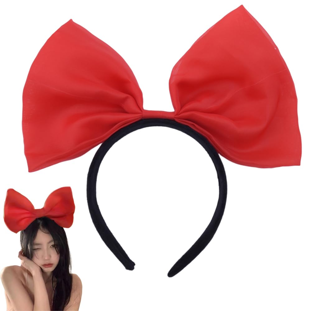Red Bow Bowknot Headband for Women Halloween Christmas Hair Accessories Bow Hairband Red Bowknot Hairbands for Women Hair Hoop Halloween Headband for Cosplay Party Christmas