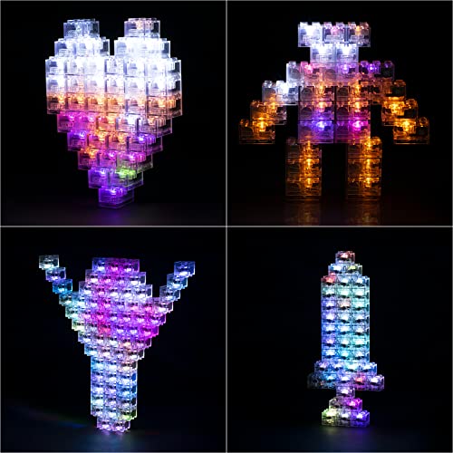 Sawaruita Light Up Building Bricks Multicolor Led Light Brick Sets Classic Transparent 2X2 2X3 Building Block Accessories Kit Toys Compatible With All Major Brands #TOP5