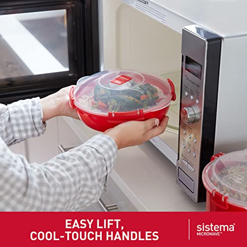 Sistema Microwave runde Mikrowellenschüssel | 1,29 l Mikrowellenbehälter mit Dampfventil | BPA-frei | rot 4