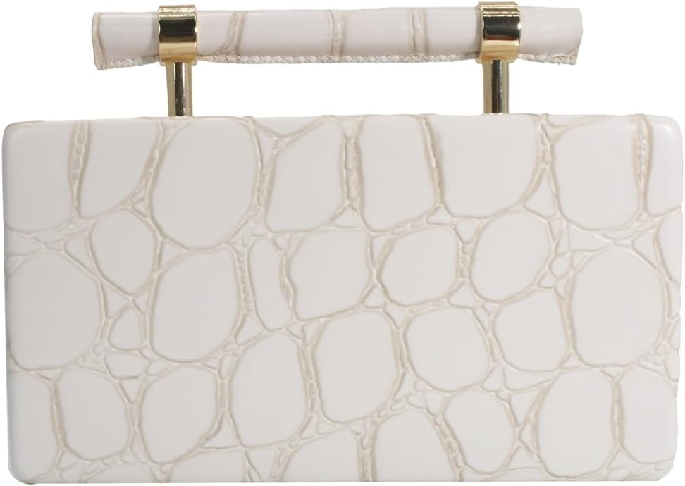 Women Faux Leather Evening Bag Stylish Gripe Clutch Handbag PU Shoulder Crossbody Bag for Party Formal Casual