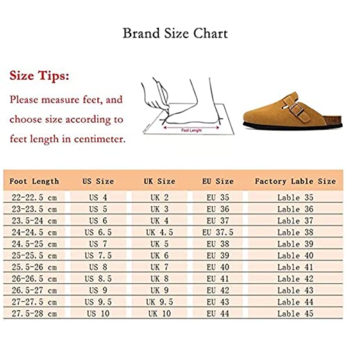 Eeuk Boston Suede Clogs For Women Men, Clogs Cork Suede Slippers Mules House Slipers With Arch Support And Adjustable Buckle Slip-On Potato Shoes Footbed Cork Clogs (Size:us 7,Color:khaki) #TOP1
