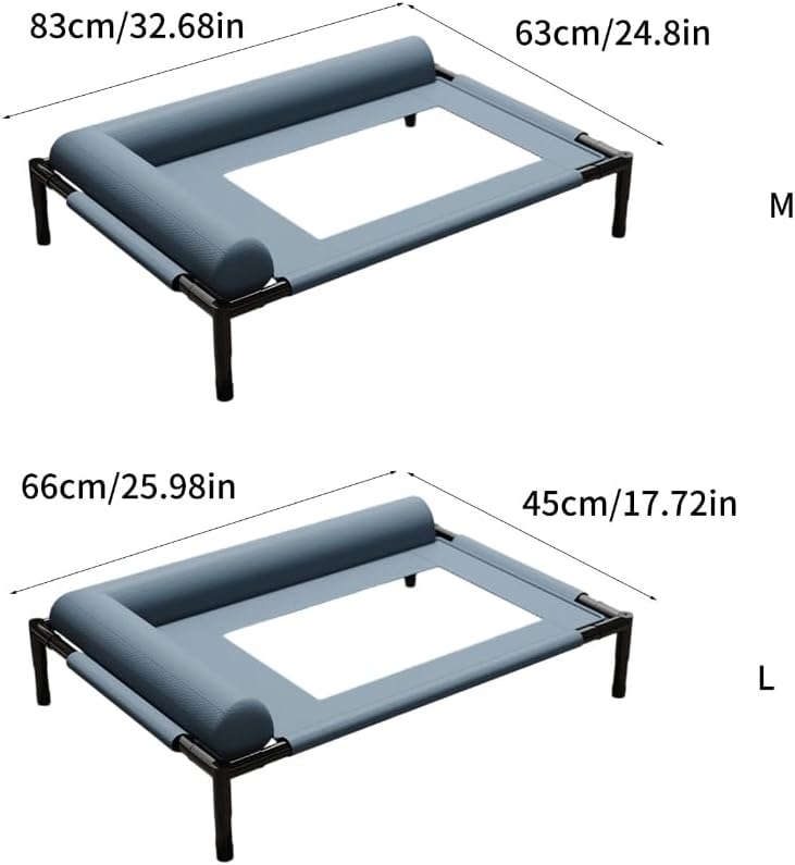 Elevated Cooling Dog Bed with Pillow Chew Resistant Breathable Outdoor Pet Cot