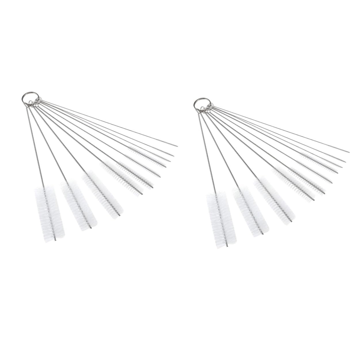 COLLBATH 2sets Drinking Straw Cleaning Brush White Hair Bottle Tube Keyboards Jewelry Pipe Brush 10pcs*2